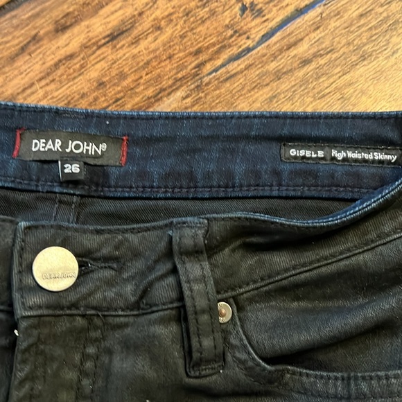 Dear John Gisele High Waisted Skinny Jean w/ Navy/Red Velvet Side Stripe.  Sz 26 - Picture 3 of 4